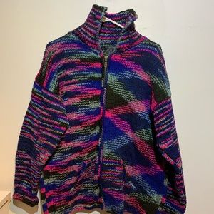 Ecuador Knit Sweater. Zip-Down. Unisex. Rare. 100% Wool.